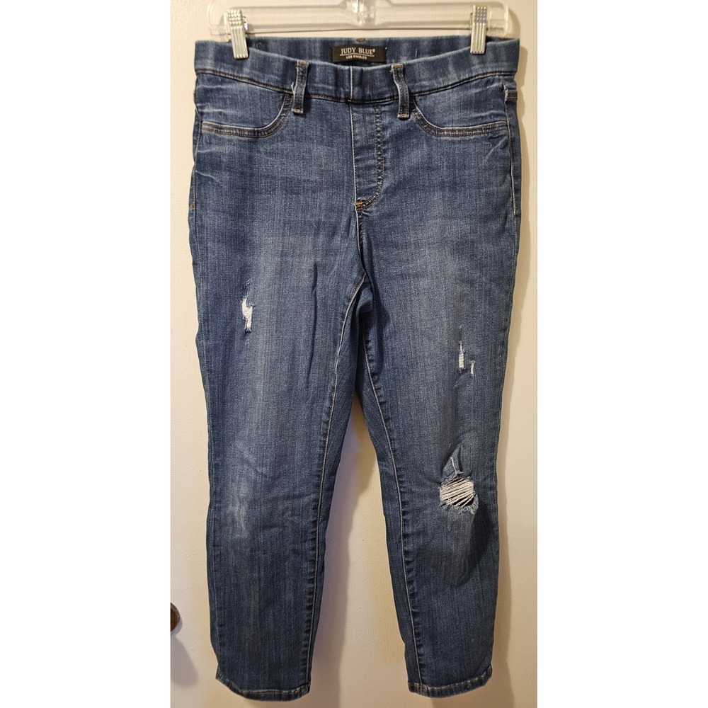 Judy Blue Womens 9/29 Skinny Fit Jeggings Distressed Pull On Stretch Denim Jeans